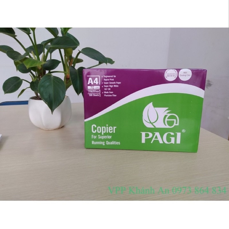 1 ram giấy A4 PAGI dịnh lượng 70gsm