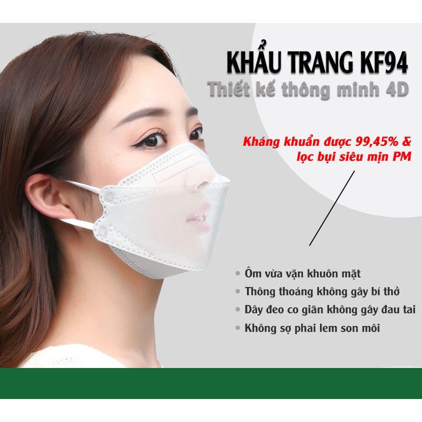 Khẩu trang KF94 , khẩu trang 4D Hàn Quốc - Khẩu trang y tế 4 lớp [Combo 50c]