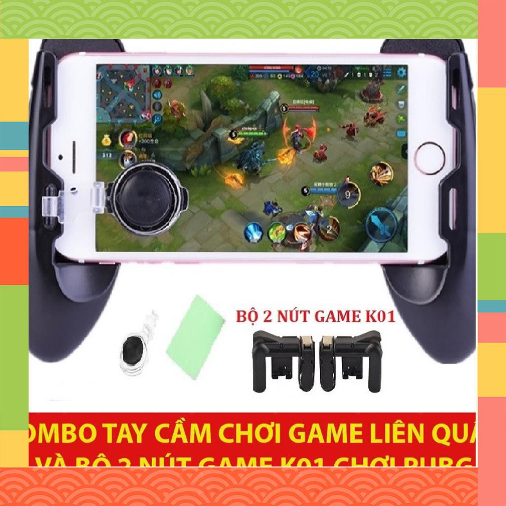 [SIÊU KM] [ [Giá hủy diệt] Combo Tay cầm Chơi Game Liên Quân PUBG ROS và Bộ 2 nút bấm hỗ trợ chơi PUBG K01