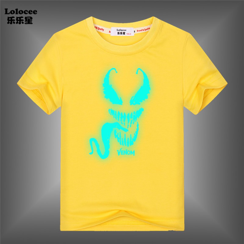 MARVEL áo nam Ngắn Tay In Hình Người Nhện Venom Dạ Quang