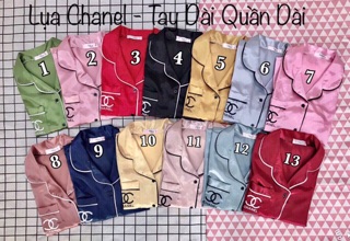 ( Freesize Lụa ) Đồ Bộ Pijama Phi Lụa thiêu - Tay Dài Quần Dài.