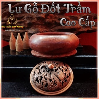 Lư Xông Trầm Hương - Đỉnh Đốt Nhang Bằng Gỗ Hương Cao Cấp Thiết Kế Tinh Xảo Kèm Lót Bông Chống Cháy