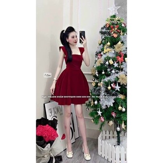ĐẦM NỮ DÁNG XÒE MÀU ĐỎ CÁNH TIÊN HỞ LƯNG FREESHIP ĐẦM NHUNG DỰ TIỆC SANG CHẢNH 2 DÂY | BigBuy360 - bigbuy360.vn
