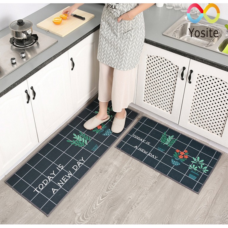Combo 2 thảm trải sàn chống trơn trượt cao cấp dùng cho nhà bếp nhà tắm