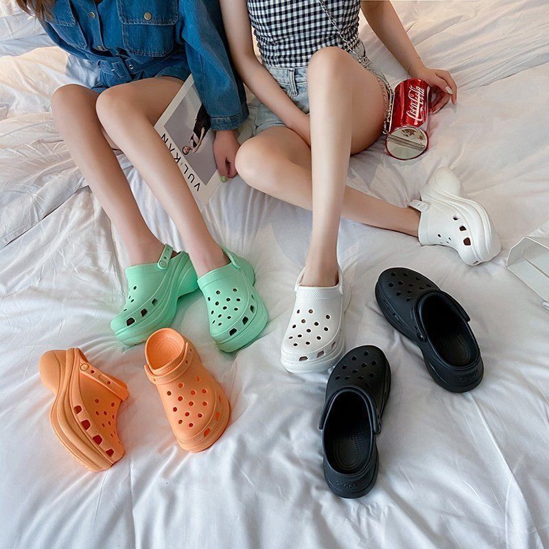 Giày crocs Cao Gót Đế Mềm Chống Trượt Thời Trang Mùa Hè Cho Nữ