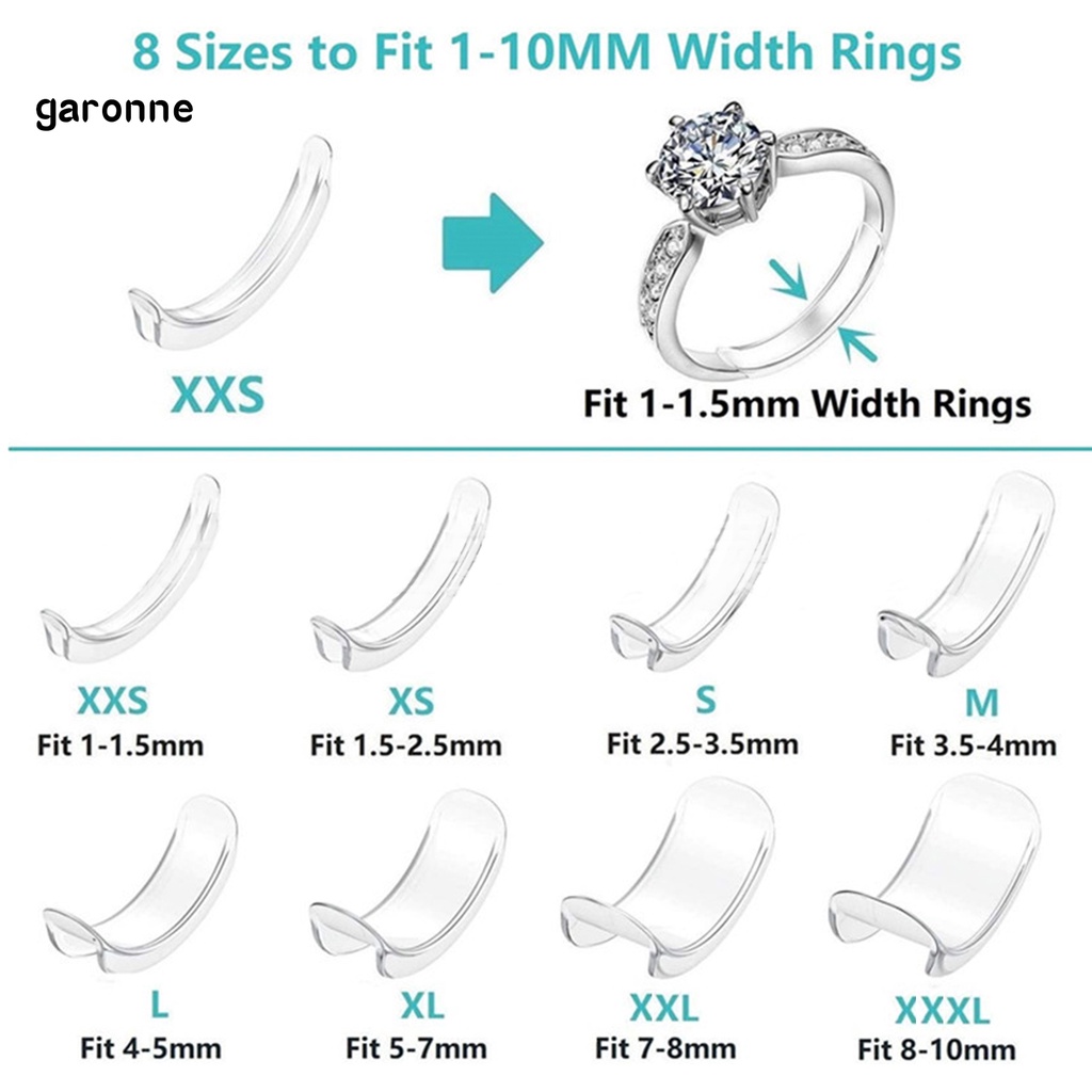 Set 8 phụ kiện dùng để điều chỉnh kích thước nhẫn trong suốt tiện lợi