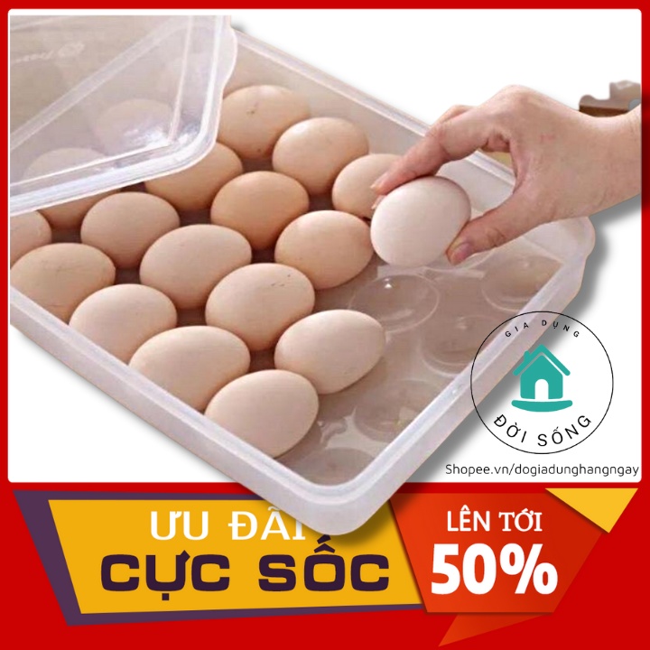 Hộp đựng trứng 24 quả có nắp đậy Việt Nhật Khay đựng trứng bảo quản trứng không bị vỡ chắc chắn (Ms:6786)