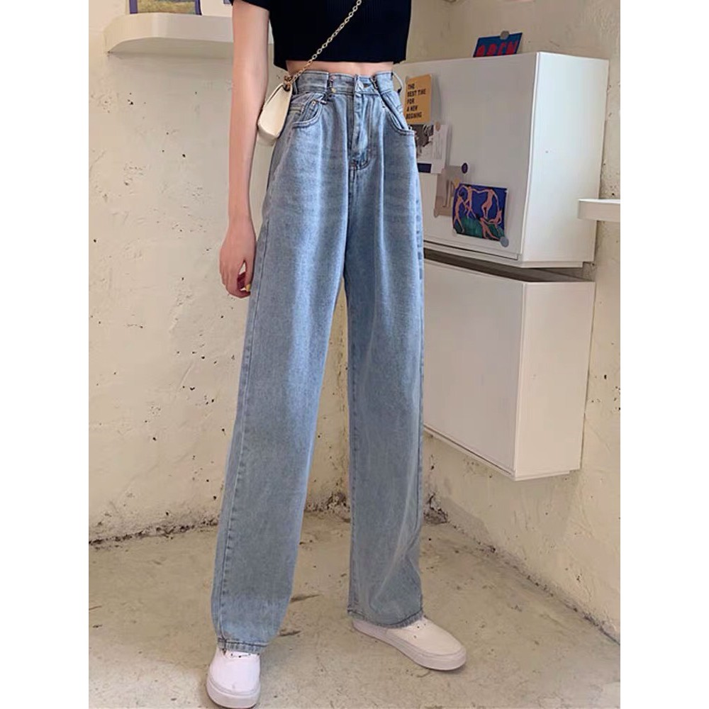 Quần Jean Nữ Trơn Dáng Dài Ống Rộng So Hot 🦋 Quần Bò Nữ Trơn Unisex