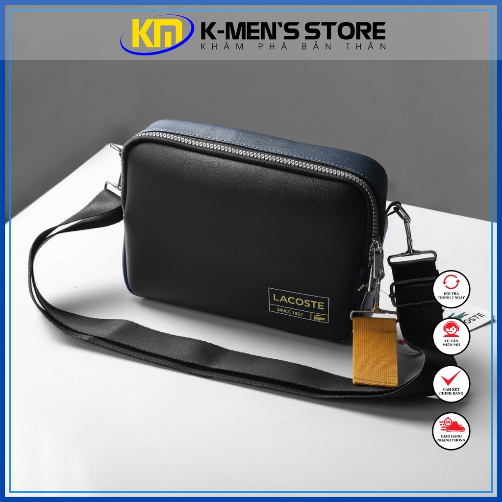 Túi đeo chéo thời trang Unisex LACOSTE Since 1927 Túi crossbody mini Hàn Quốc da si chống nước form ngang Size 24x17.5cm
