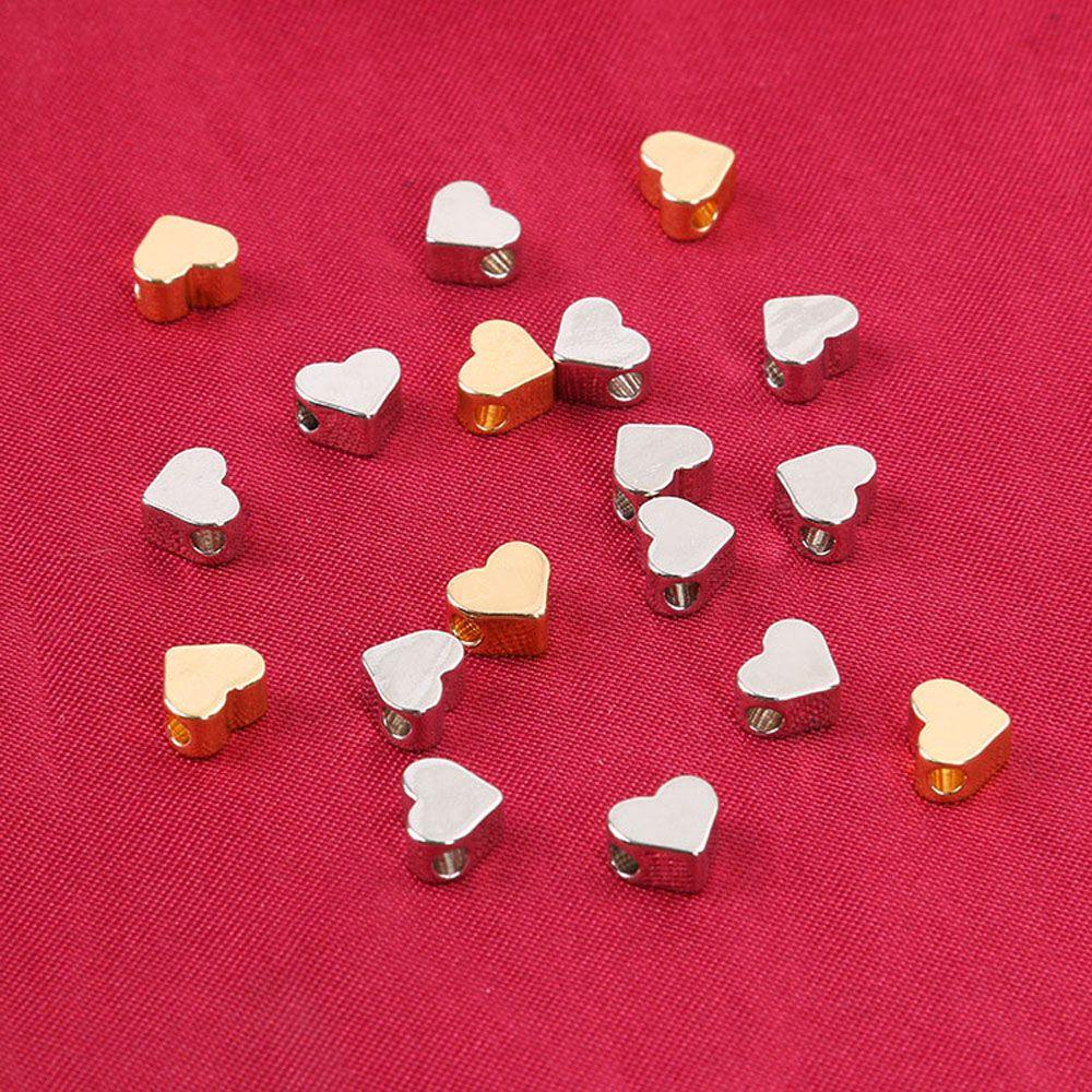 QQMALL Charms Set 20 Hạt Xâu Chuỗi Hình Trái Tim Nhiều Màu Sắc