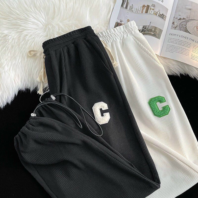 Quần Ống Rộng Chất Tổ Ong Chữ C rút ống - Quần Thể Thao Unisex Dày Dặn Phong Cách Ulzzang