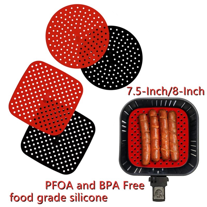 Tấm Lót Nồi Chiên Không Dầu Bằng Silicone Hình Vuông Có Thể Tái Sử Dụng