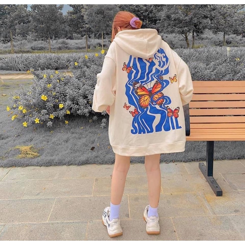 Áo hoodie bướm - thụng mũ 2 lớp tay bồng - Tặng giấy thơm - A3 | BigBuy360 - bigbuy360.vn