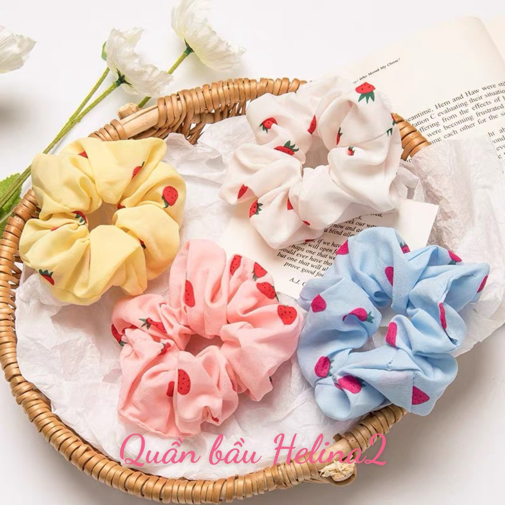 Chun buộc tóc dễ thương- cột tóc scrunchies vải mềm mại nhiều màu sắc cute