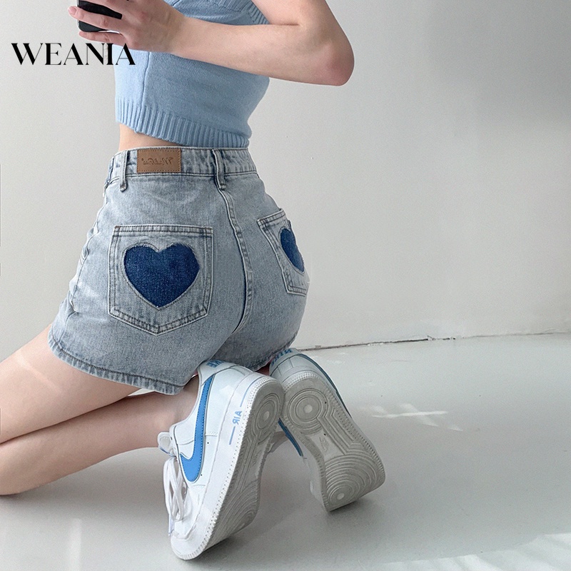 Quần Short Denim Lưng Cao Ống Rộng Thời Trang Đường Phố Cá Tính Cho Nữ