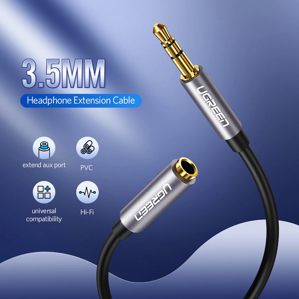 [Mã ELHACE giảm 4% đơn 300K] Cáp Audio 3.5mm nối dài Chính hãng Ugreen 10592 10593 10594 10595 10538 (vỏ nhôm) AV118