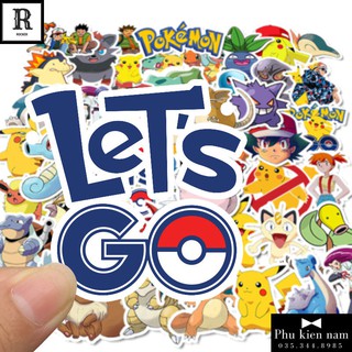 Sticker PVC Hoạt Hình Pikachu Cả bộ 50 hình ST-076 ST-155 ST-156