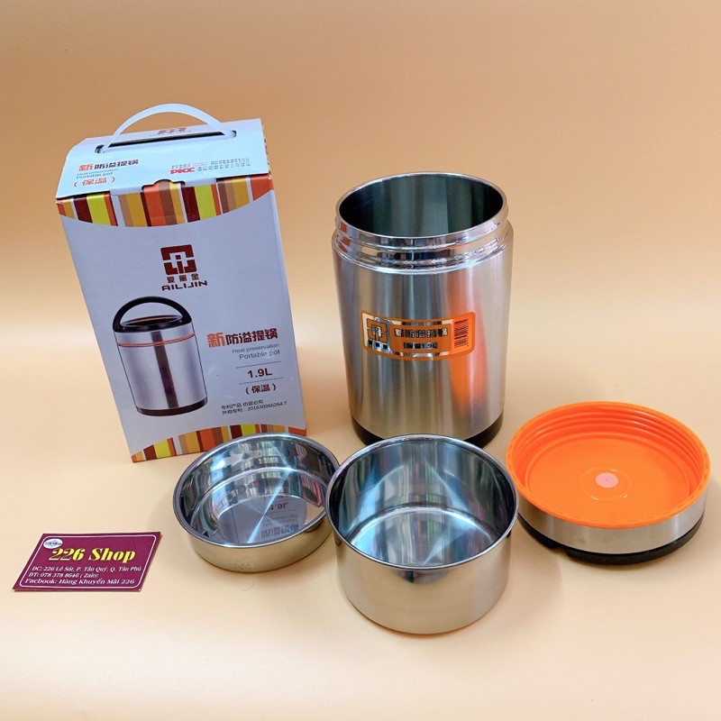 Cà mên inox 2 lớp cao cấp giữ nhiệt  .Hai size 1400ml và 1900ml.Hàng siêu thị dày nặng cao cấp