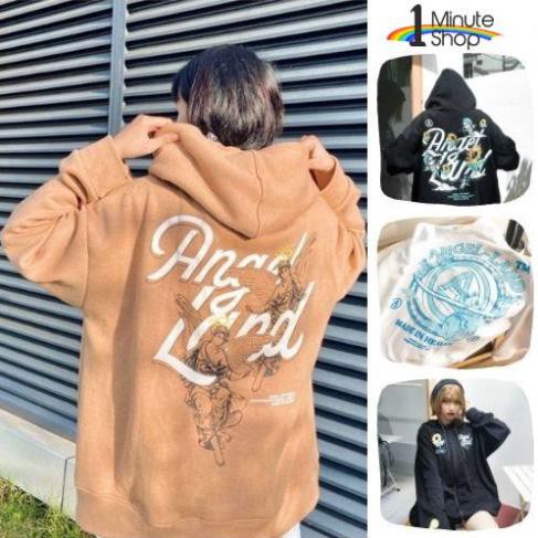 Áo khoác hoodie Chống Nắng cho nam nữ in hình Angle Land, unisex form rộng có dây kéo ulzzang có ảnh thật