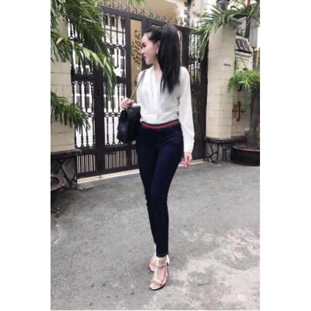 (CÓ BIG SIZE)QUẦN LEGING GIẢ JEAN LƯNG SỌC ĐỎ