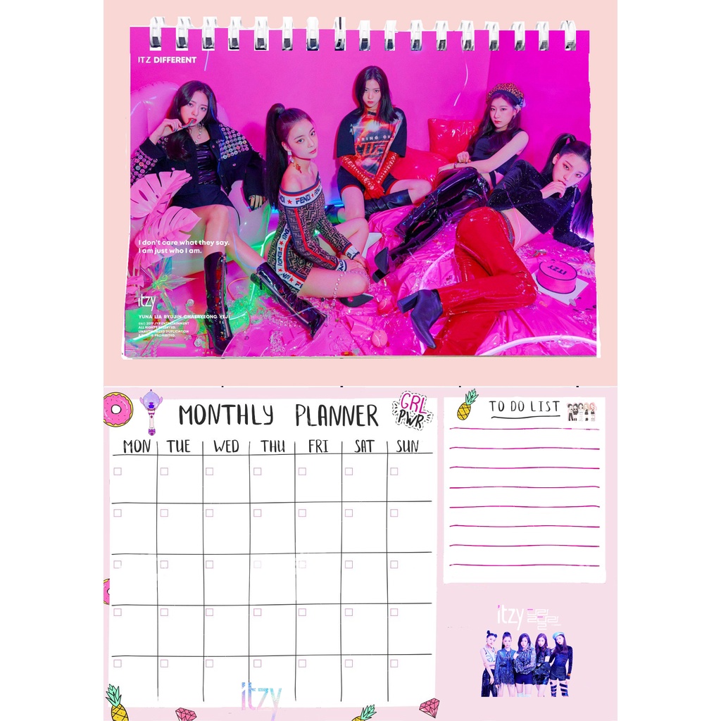 Sổ kế hoạch tháng GOT7 ITZY MAMAMOO RED VELVET MPI39 Monthly Planner 12 trang hoạt hình kpop thần tượng