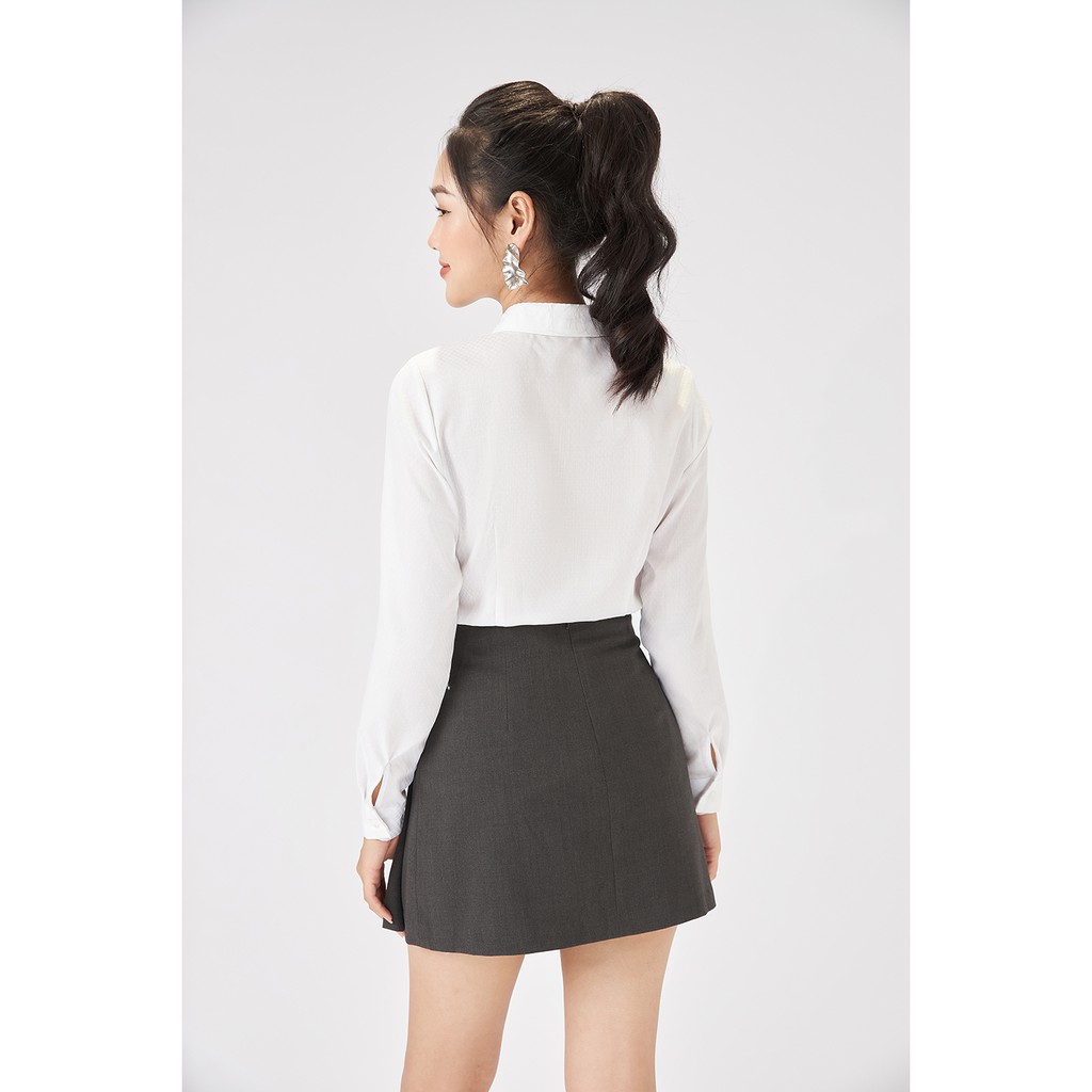 Áo sơ mi nữ dài tay 20AGAIN, áo sơ mi trắng hàng thiết kế, dáng basic ASW1156
