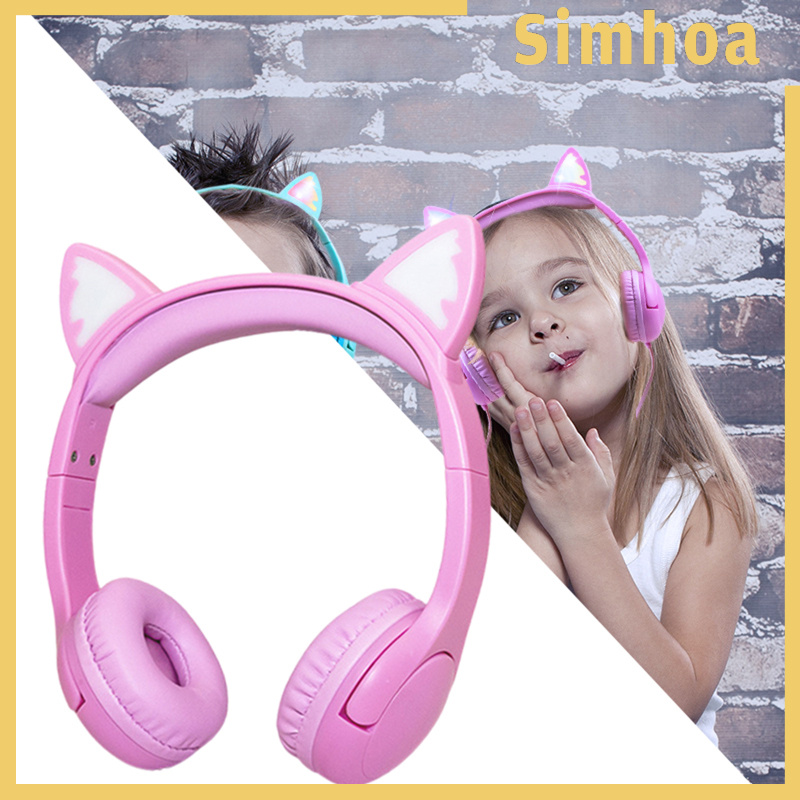 [SIMHOA]Cat Ear Kids Headphones with Micophone Safe Wired for School Online Learning