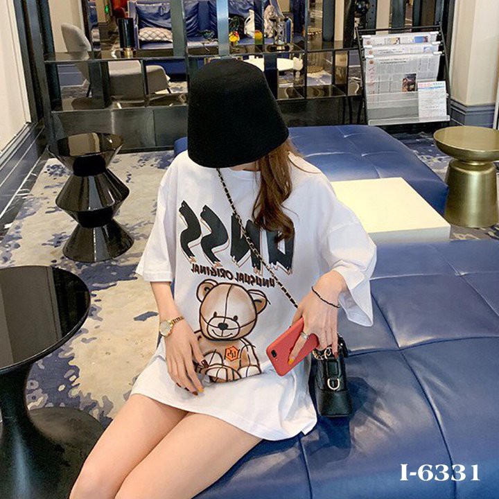 Áo Thun Nữ Giấu Quần Unisex In Hình Gấu Nâu Gía Rẻ