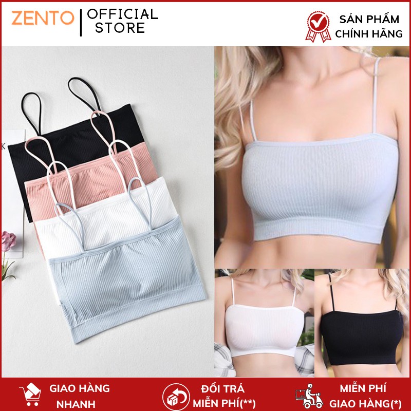 Áo Bra Cotton 2 Dây Gợi Cảm Trẻ Trung Có Đệm Mút Giúp Vòng Một Căng Tròn Zentop