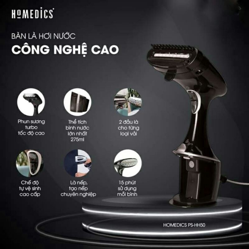 Bàn là hơi nước cầm tay Homedics PS-HH50 Turbo nhập khẩu USA