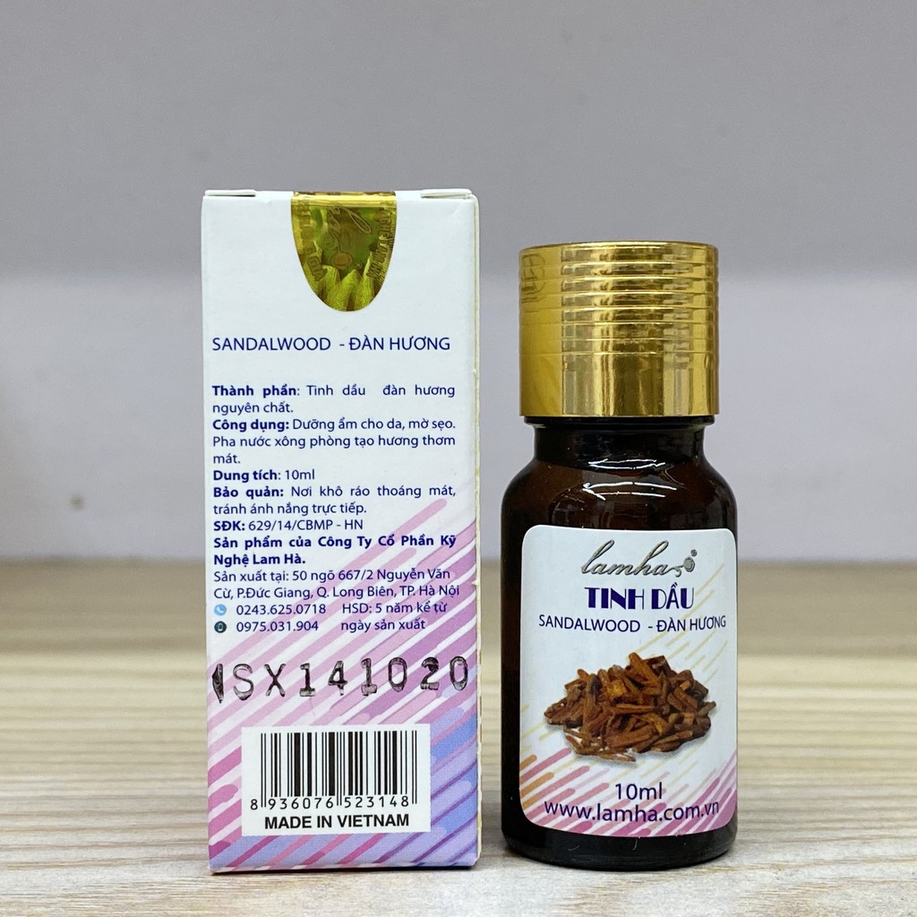 Tinh dầu gỗ đàn hương Lam Hà xông thơm phòng, massage cơ thể, làm nước hoa 10ml Tinh Dầu 100 Shop