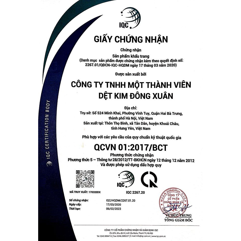 [Chính Hãng] Khẩu trang dệt kim Đông Xuân kháng khuẩn, kháng nước, công nghệ Nhật Bản/ Hộp 5 chiếc