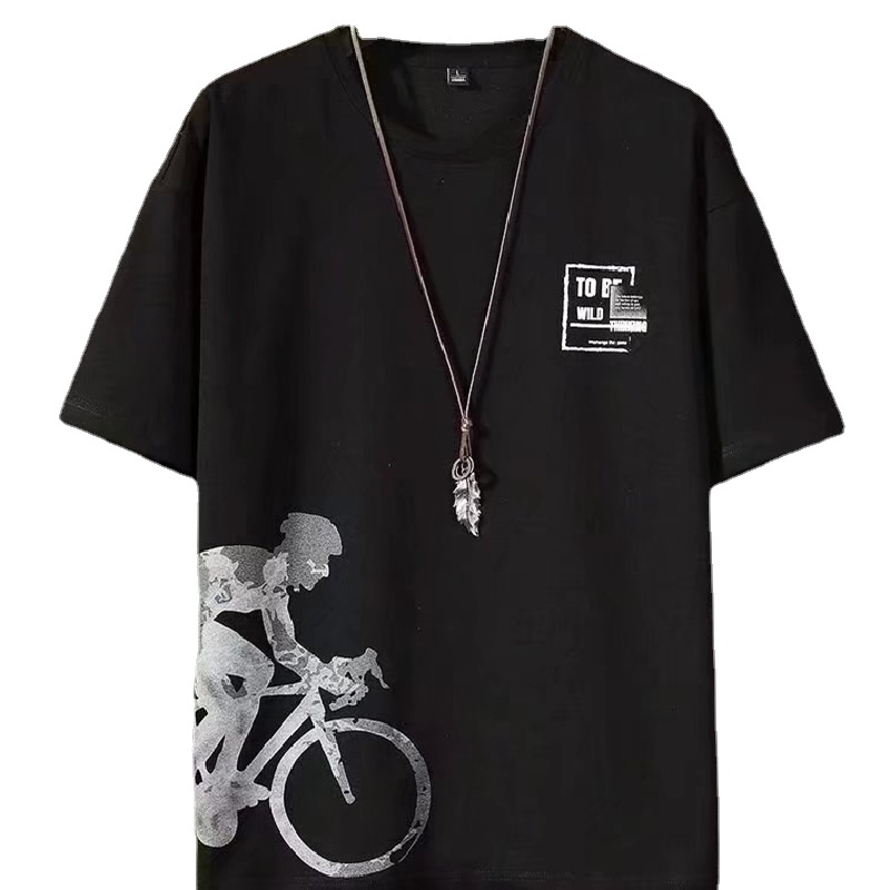 Bộ Đồ Thể Thao Áo Thun Cổ Thuyền Dáng Rộng In Họa Tiết Thời Trang Mùa Hè Hàn Quốc Cho Nam Cỡ M-3XL