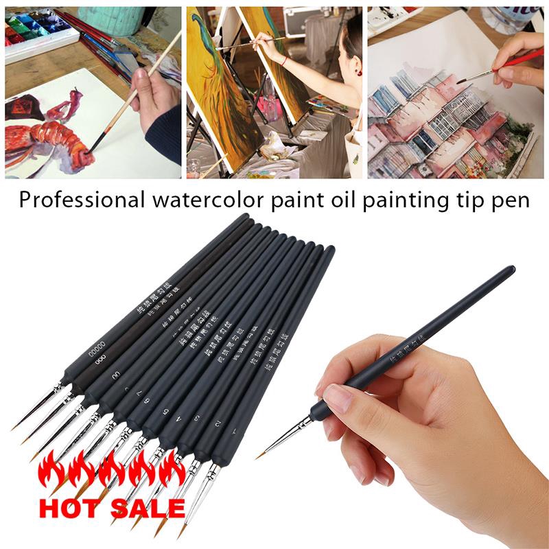 Oil Painting Art Brushes Scriptliner Watercolour Paint Wooden Handle Wolves Hairs Painting Brush Writing Illustration