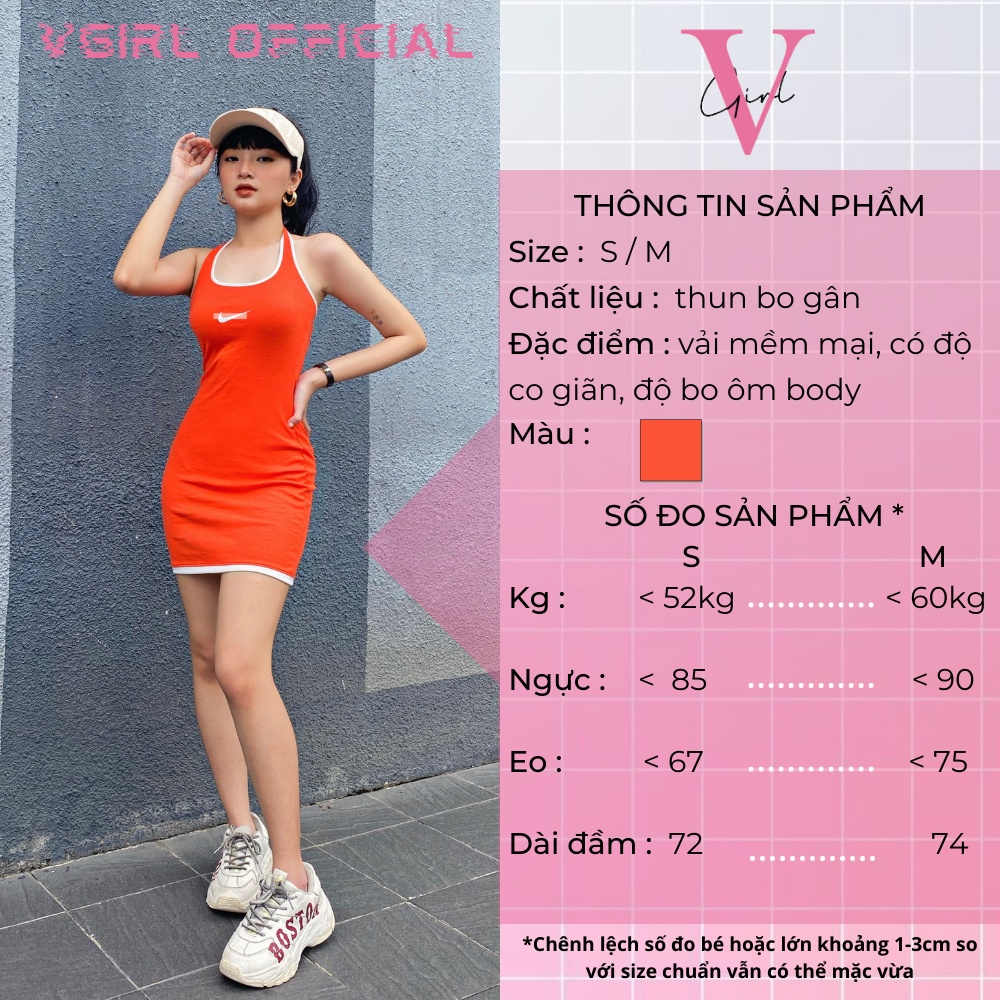 [Mã FAMARAL1 giảm 10K đơn 50K] Đầm Body thể thao Nữ VGIRL Hai dây cổ tròn hở lưng, logo ✔️[ẢNH ĐỘC QUYỀN] | BigBuy360 - bigbuy360.vn