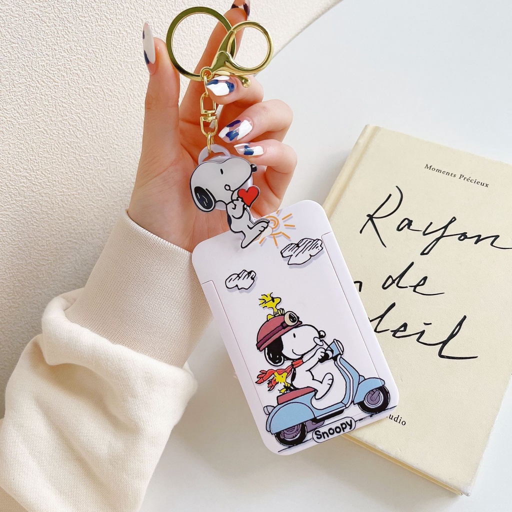 Bộ Bao Thẻ Kèm Móc Đeo Snoopy Cute Đáng Yêu Cho Học Sinh Sinh Viên Thẻ Tên Nhân Viên Thẻ Chung Cư Thẻ Từ Thẻ Thang Máy