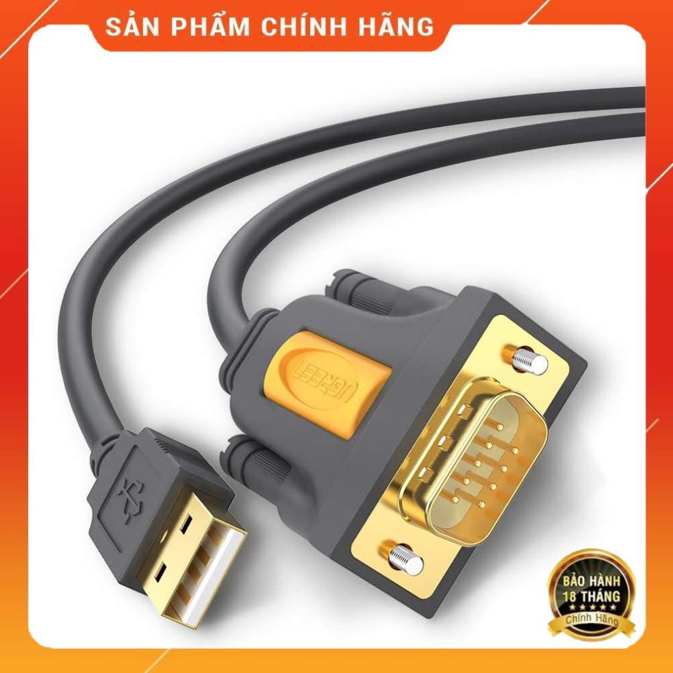 Ugreen 20211 - Cáp USB to Com RS232 DB9 chính hãng dài 1.5m - Màu đen ✔HÀNG CHÍNH HÃNG ✔