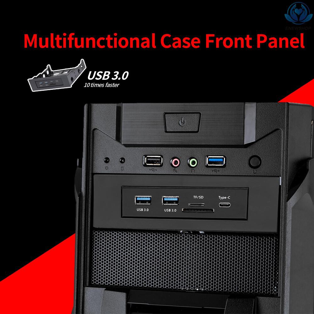 【enew】Multifunctional Extended CD Driver Panel 5.25/3.5'' Floppy Front Panel with Type-C Dual USB3.0 Ports SD TF Card Slot