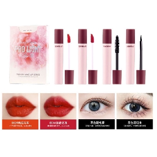 Bộ 4 món trang điểm mắt và môi chính hãng Heng Fang Pro Light Beauty Fashion ( Bộ 2 son/1 Mascara/1 Kẻ mắt )