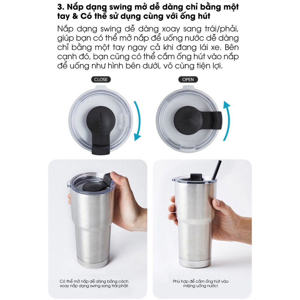 Ly Giữ Nhiệt Lock&Lock Swing Tumbler LHC4179 350ml Màu Đen