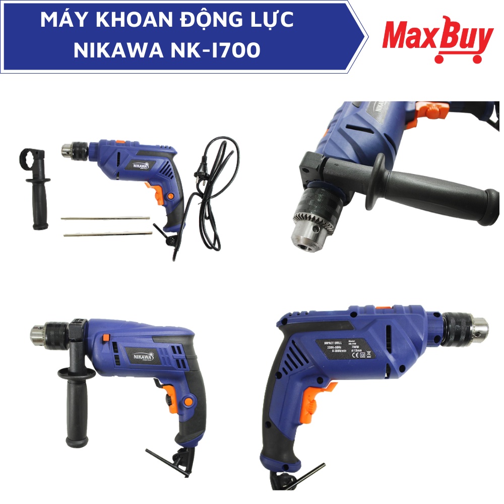 Máy khoan nhật dùng điện cầm tay mini đa năng khoan bê tông khoan gỗ NIKAWA công suất 600w 700w bảo hành chính hãng