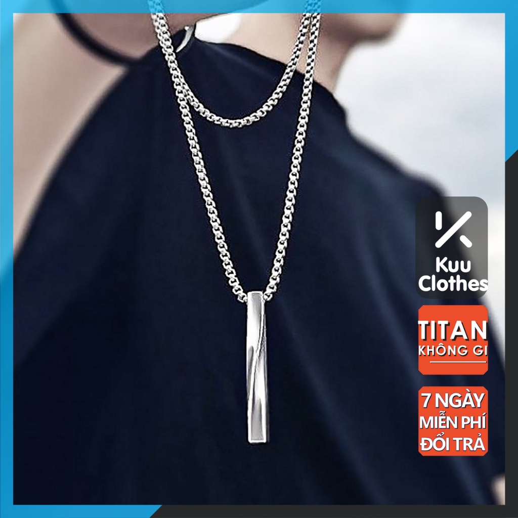 Dây Chuyền Nam Nữ Unisex Basic Veins Brick Kuu Clothes Hình Khối Xoắn Màu Bạc Đẹp - Vòng Cổ Chất Ngầu Hàn Quốc Titan