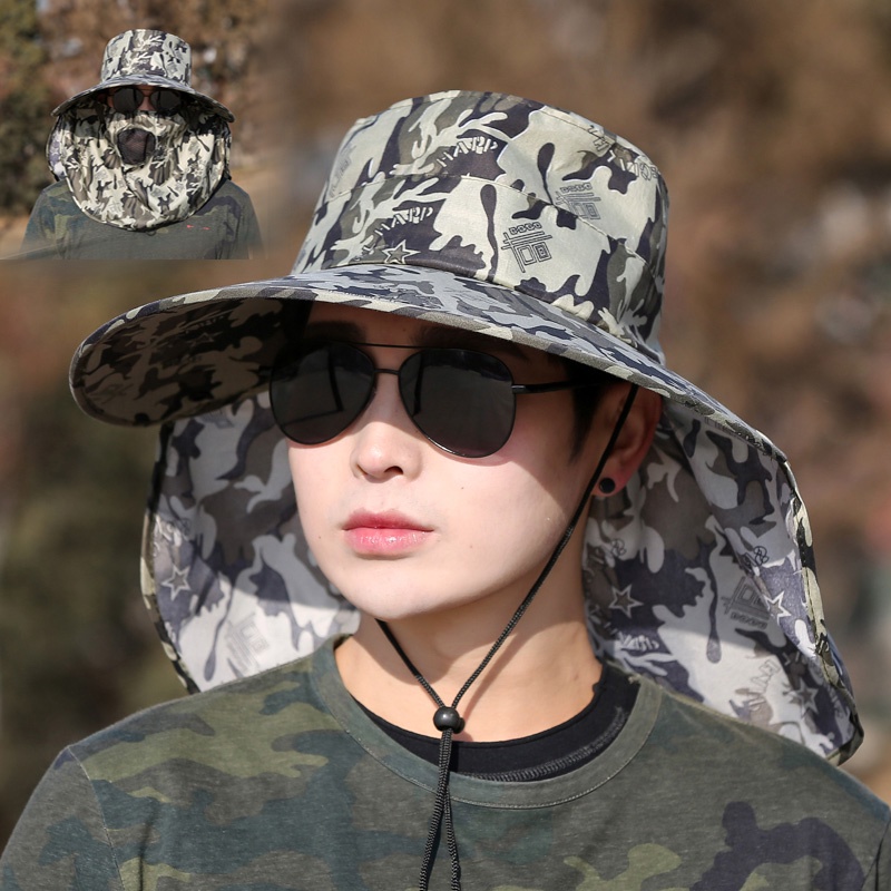 Mũ Vành Rộng Chống Nắng/Tia UV Họa Tiết Rằn Ri Có Thể Tháo Rời Thời Trang Mùa Hè Cho Nam Và Nữ