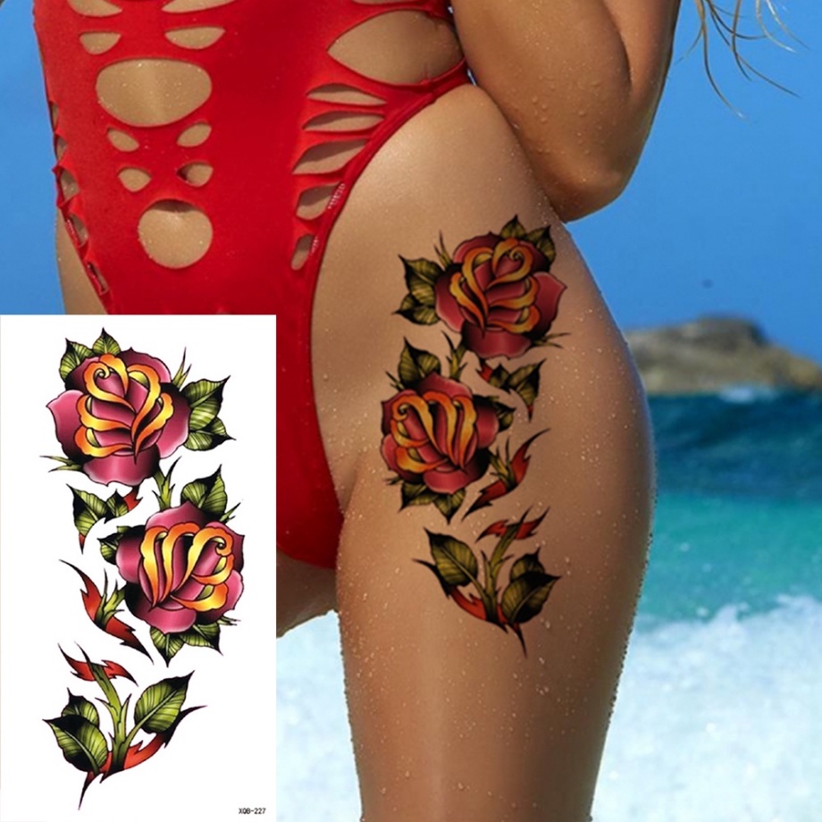 Hình Xăm Dán Tạm Thời Chống Nước Hình Đầu Lâu / Hoa / Sói / Mặt Trăng / Chim Nghệ Thuật Cho Nam Và Nữ