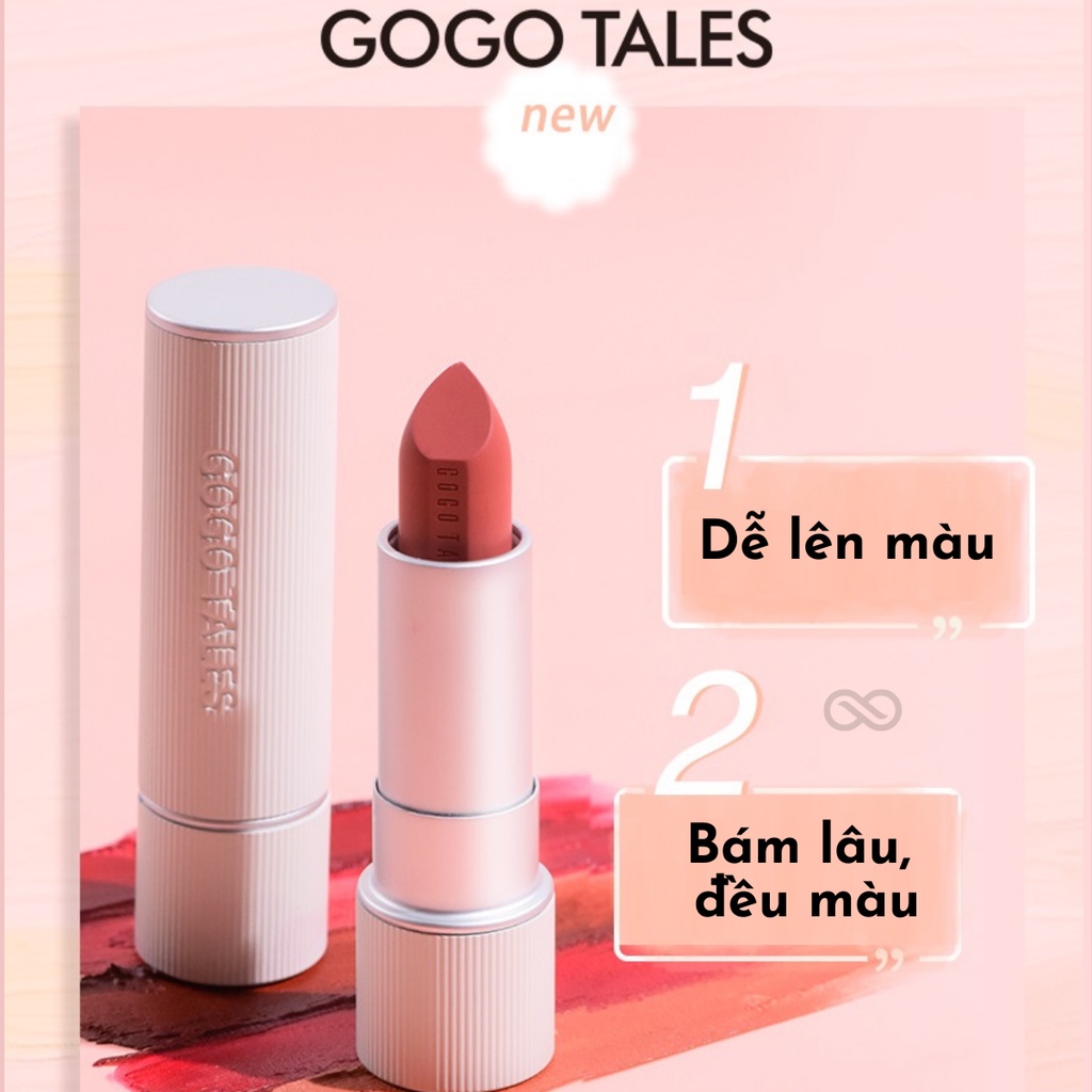 Son thỏi GoGo Tales GT319 Autume and Winter Retro Foggy Feather mềm mịn lên màu chuẩn không khô môi