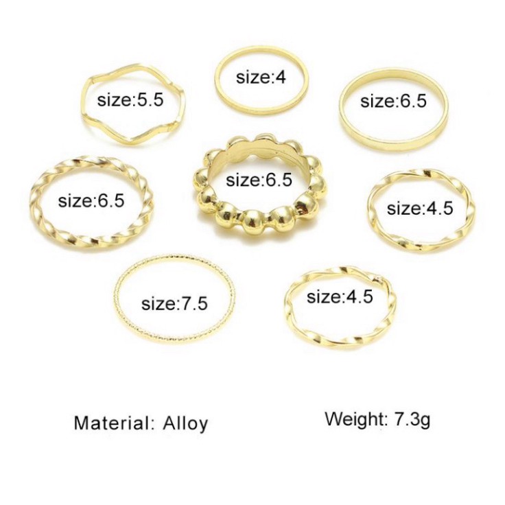 Set Nhẫn Đeo Tay Kim Loại Phong Cách Hàn Quốc Dành Cho Nữ DC81