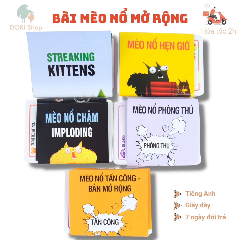 Combo 4, 5 bộ mèo nổ mở rộng tiếng Anh giấy dày