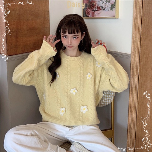 [SP Tốt,Hỏa Tốc] Áo Khoác Cardigan Len Lông Thỏ Áo Khoác Len Văn Thừng Hoa Cúc Form Rộng Vừa Phải - Mã AOL002