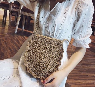 Túi cói mềm viền hoa