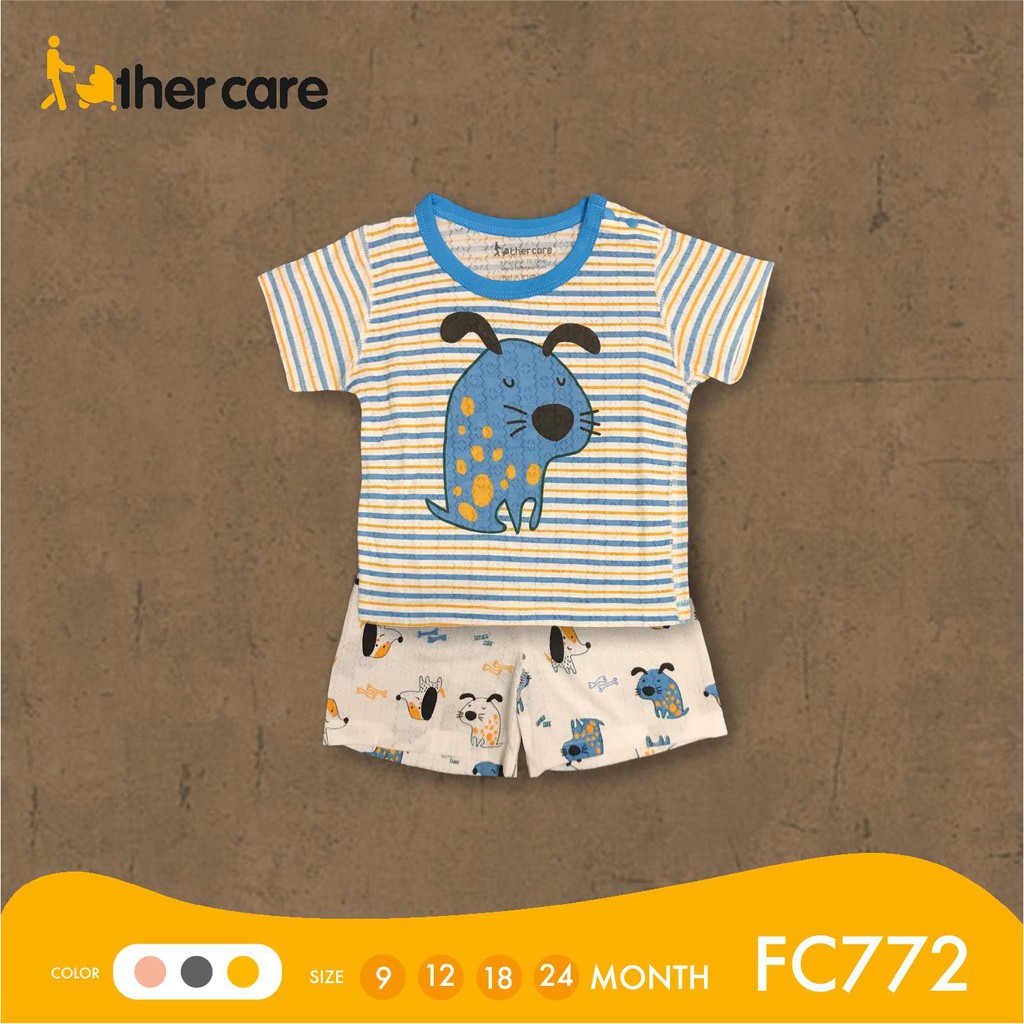 Bộ Quần Áo FatherCare Trẻ em Cộc Tay Cài Va FatherCare - Họa Tiết Cún - Kẻ HT FC772